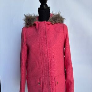 Pink J Crew Vail Chateau women’s coat jacket fur size 4